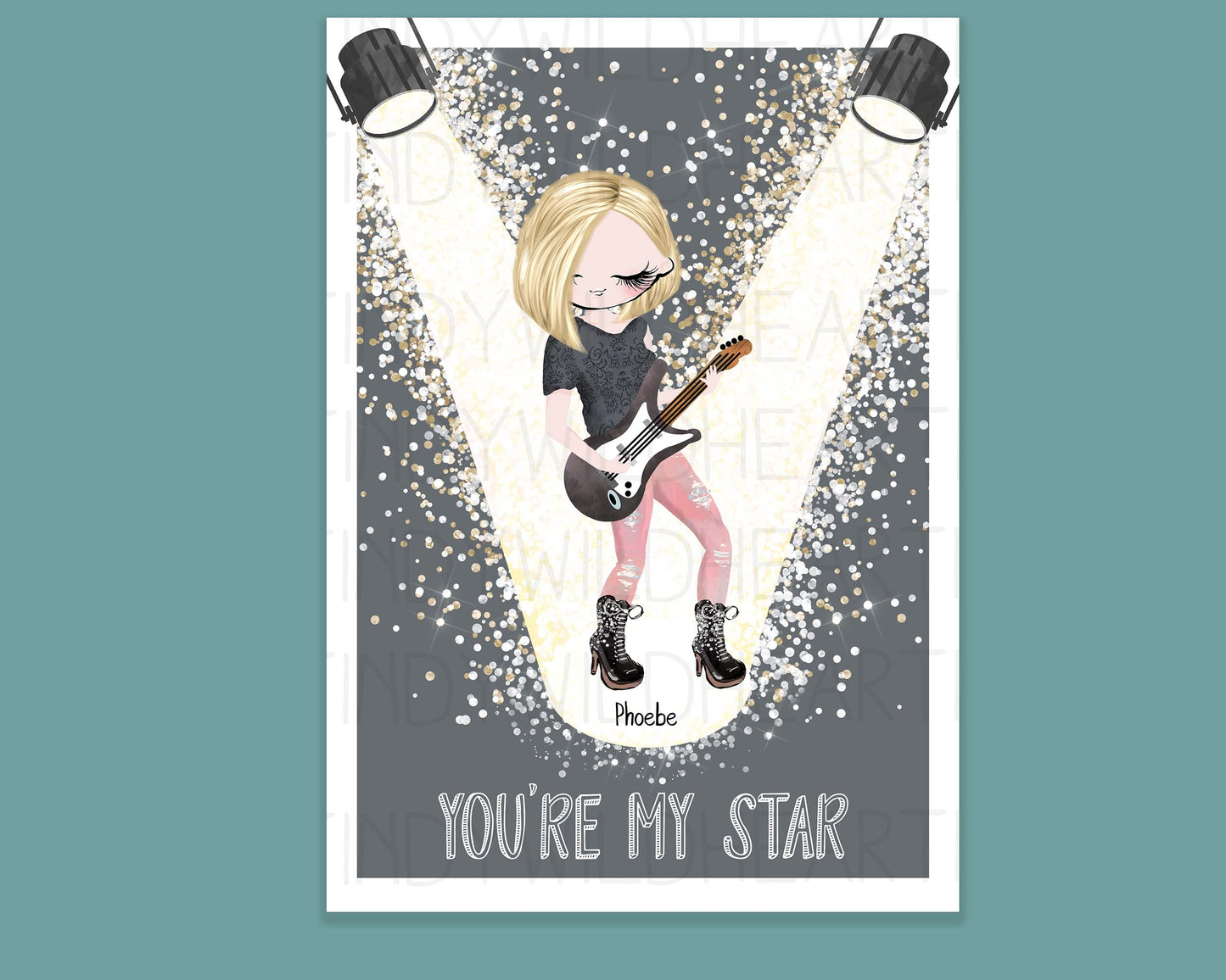 Personalised Best Friend Print Gift, Rock Chick Print, Music Lover Gift, Rock N Roll, Music Print, Gift for Friend, Christmas Gift for her, Secret santa gift