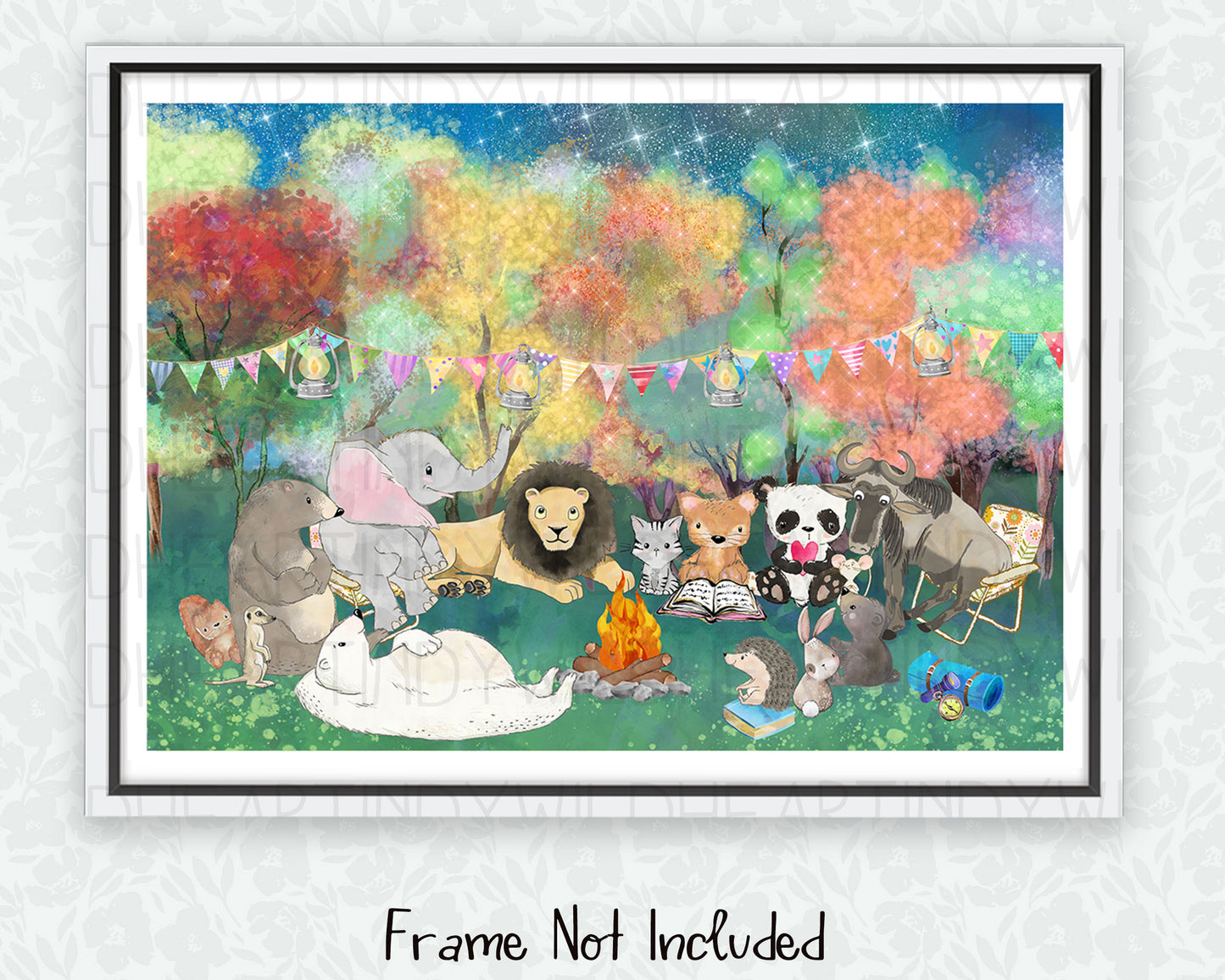 Woodland Nursery Print, Whimsical Animal Wall Art, Children's Room Art Print, Adventure Nursery Theme, Woodland Nursery Theme, Colourful & Magical Animals in the Forest Print
