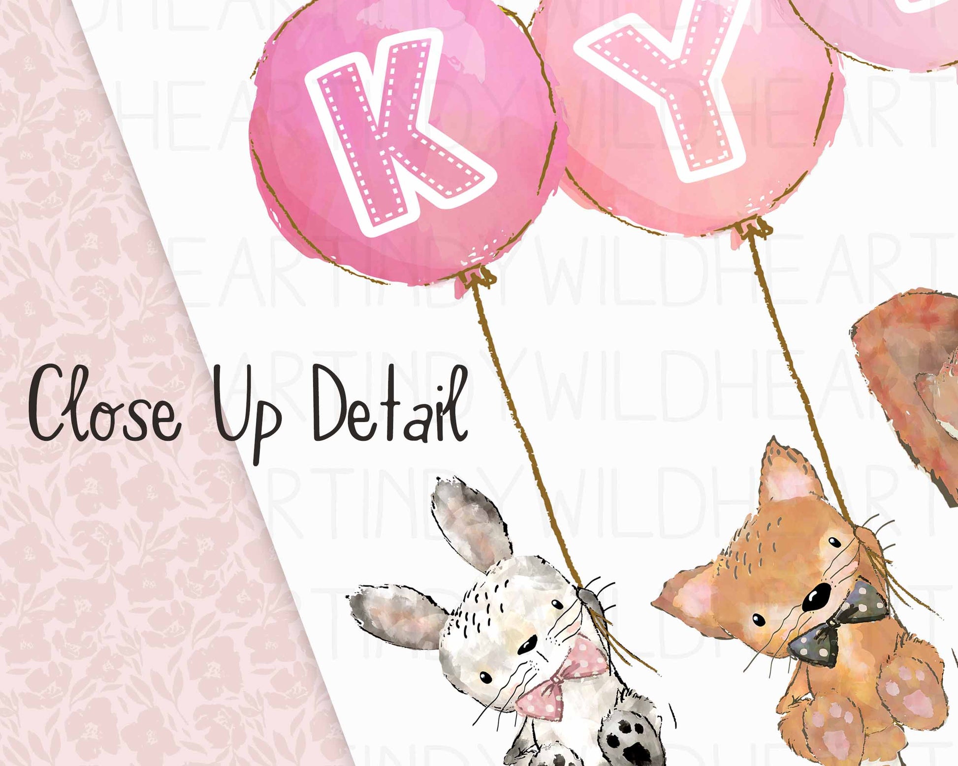 animals holding balloons nursery wall art baby name print