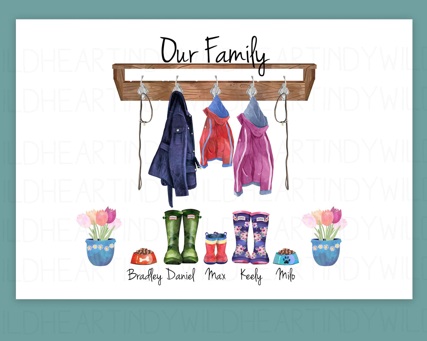 Personalised Coats and Boots Family Print - Personalised Gift - Family Print - Christmas Gift
