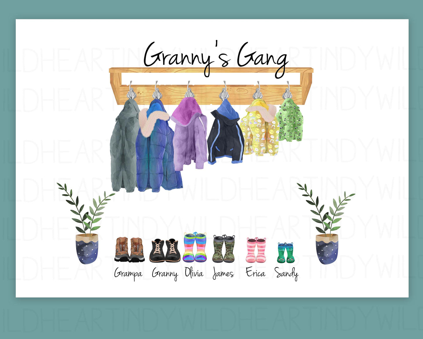 Personalised Coats and Boots Family Print - Personalised Gift - Family Print - Christmas Gift