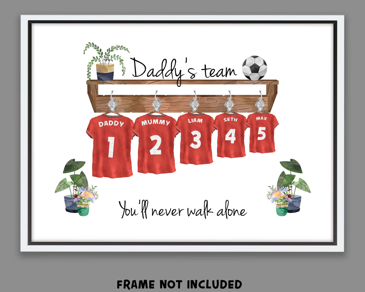 Personalised Football Family Print - Personalised gift - Gift for Dad, Gift for Football fans, Gift for Him, Gift for Grandad - Fathers Day Gift Idea