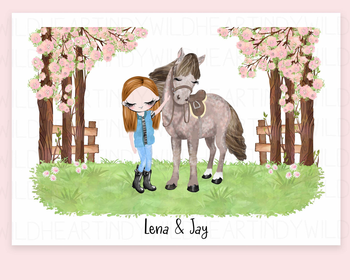 Personalised Horse Print, Gift for Horse Lover, Gift for Daughter, Girl & Her Horse Print, Cute Horse Print, Gift for friend