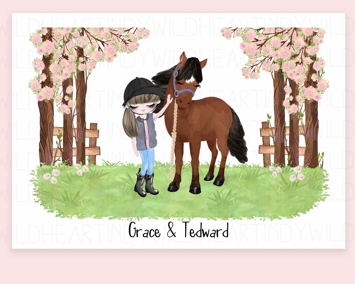 Personalised Horse Print, Gift for Horse Lover, Gift for Daughter, Girl & Her Horse Print, Cute Horse Print, Gift for friend