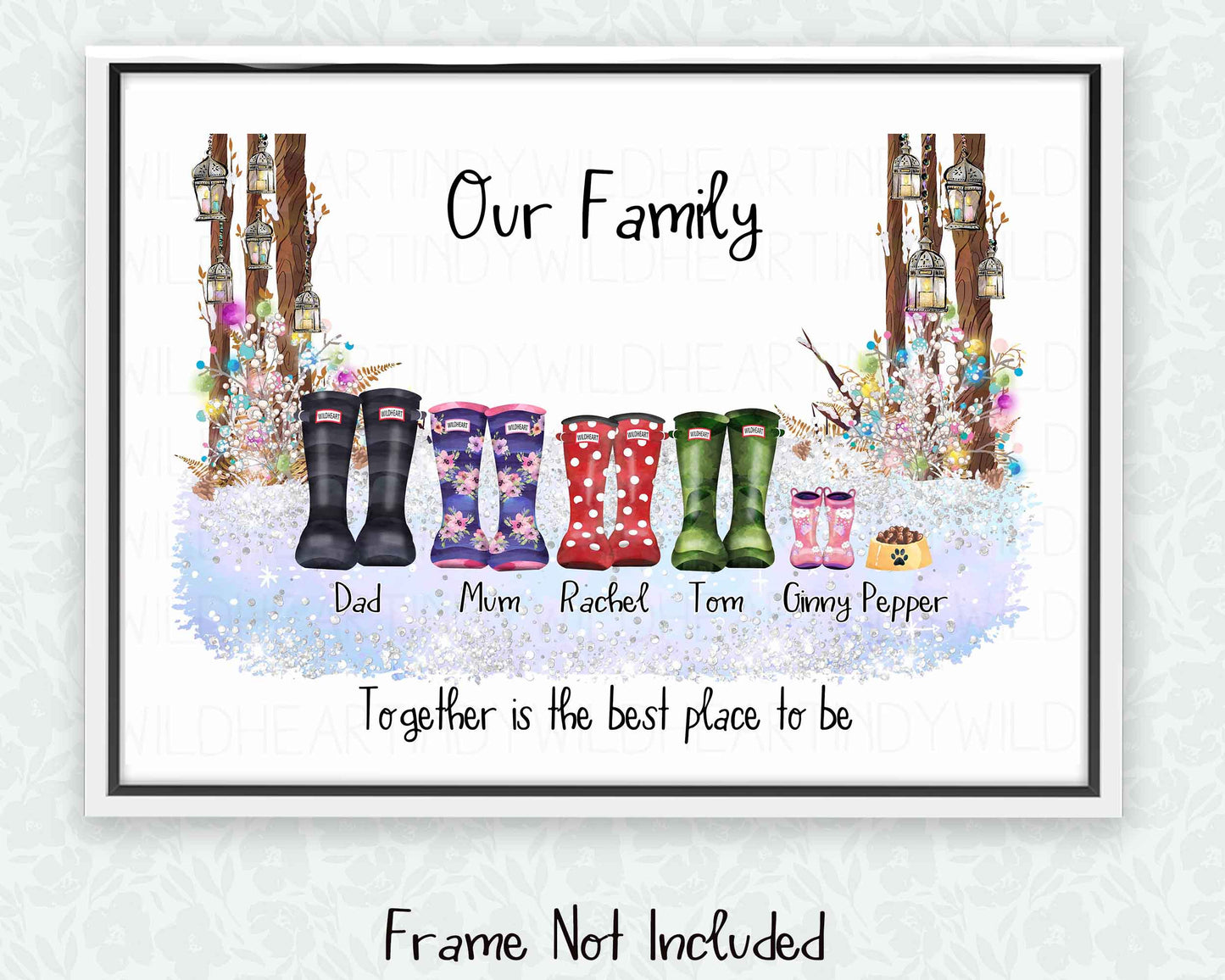 Personalised Welly Family Print Gift - Christmas Gift for Her or him - Gift for Grandparents - Secret Santa Gift - Personalised Family Gift
