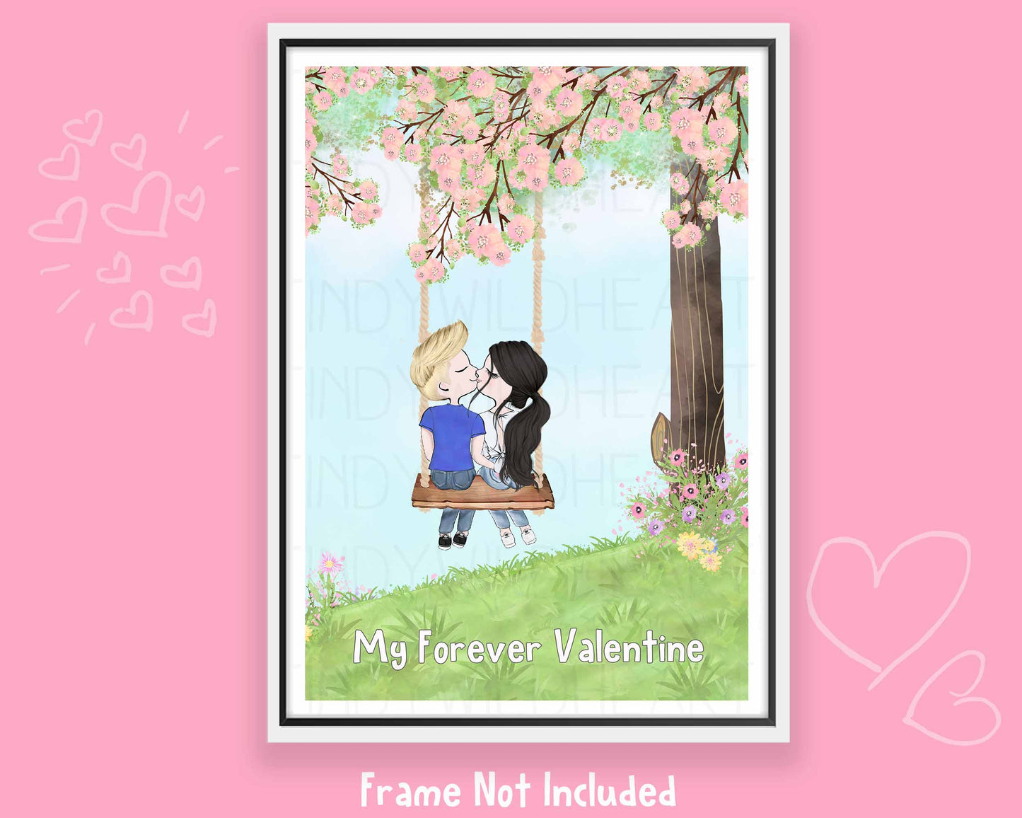 For The One You Love - Personalised Art Print - Valentines Gift Idea - Engagement Gift - Gift For A Cute Couple - Anniversary Gift To Celebrate Your Love