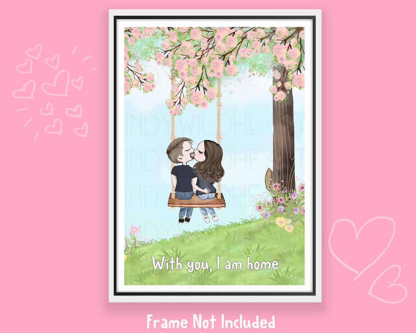 For The One You Love - Personalised Art Print - Valentines Gift Idea - Engagement Gift - Gift For A Cute Couple - Anniversary Gift To Celebrate Your Love