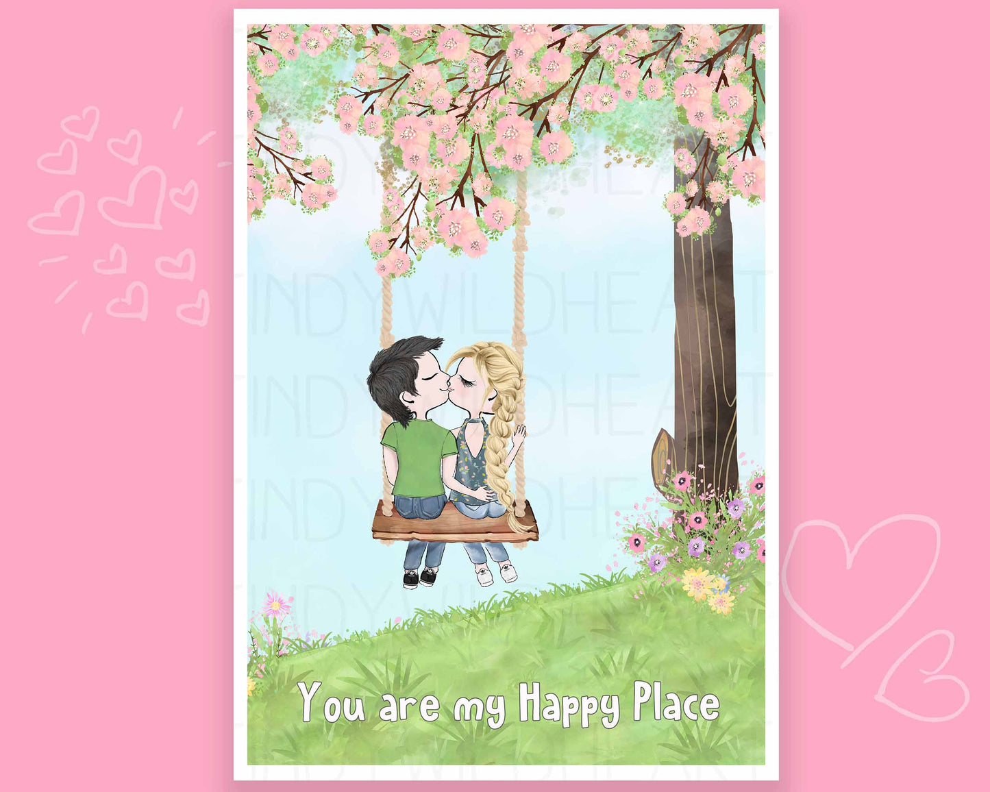 For The One You Love - Personalised Art Print - Valentines Gift Idea - Engagement Gift - Gift For A Cute Couple - Anniversary Gift To Celebrate Your Love